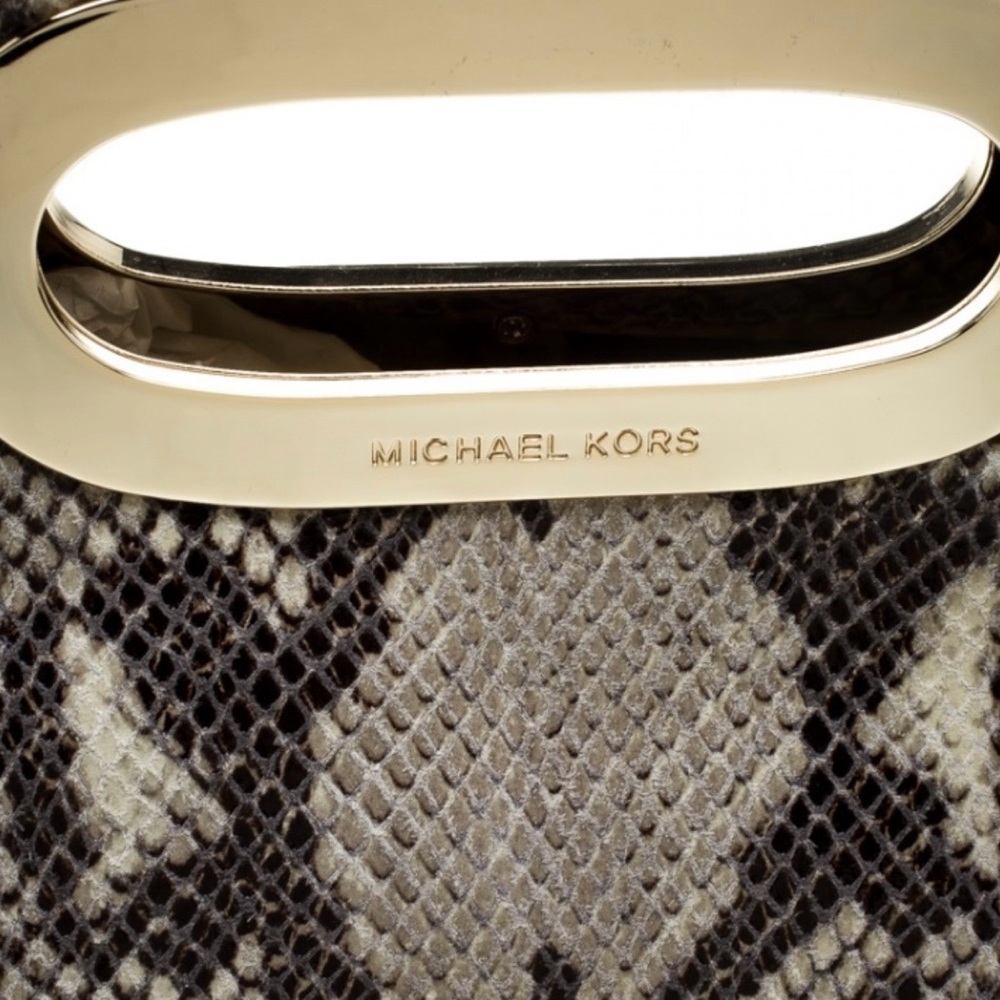Michael Kors Python Embossed Leather Clutch - Picture 3 of 9